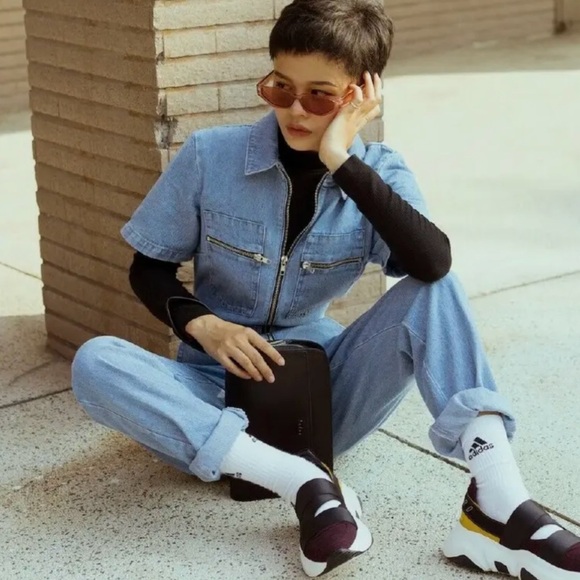 Topshop is a store the TV star often heads to. denim jumpsuit, - Picture 8 of 8